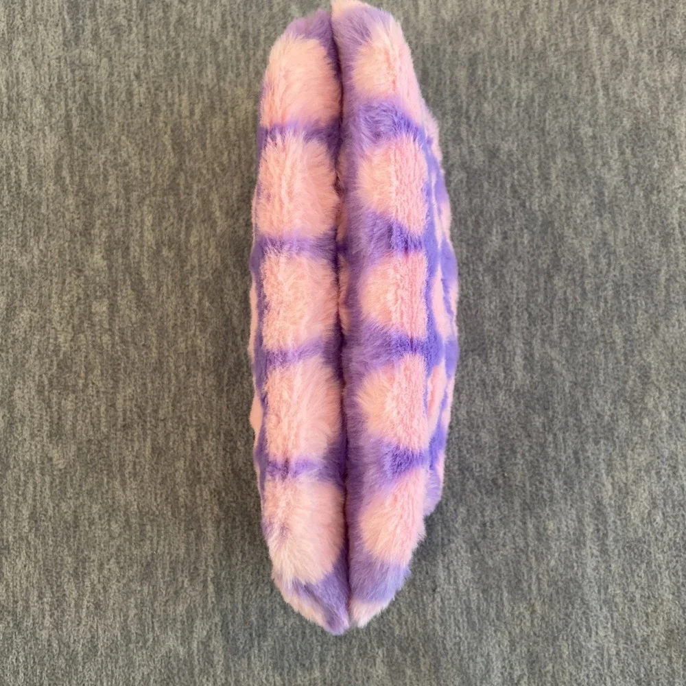 Truly Beauty Makeup Bag Fuzzy Heart Cosmetics Pouch Pink Purple Travel Small NEW